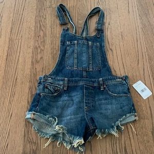 Free people distressed shorts overalls